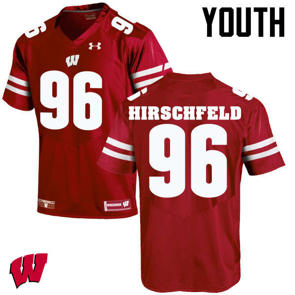 Youth Wisconsin Badgers #96 Billy Hirschfeld College Football Jerseys-Red